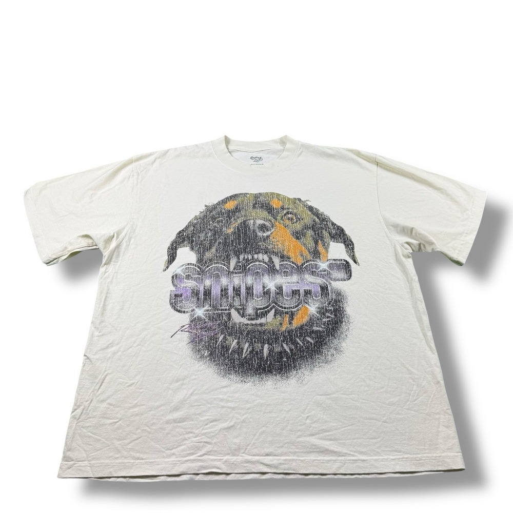 Rolling Loud x Snipes Miami 2024 Dog Graphic Spellout Tee Cream Size XL EUC Rare